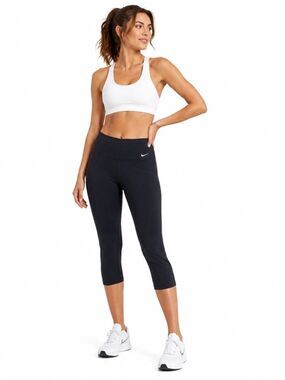 Nike Black Mid Rise Dri-Fit Capri Length Running Cross Fit Yoga Pants Size L